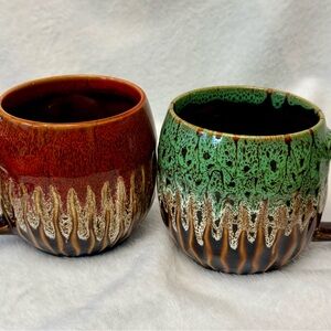 Set of Two Beautiful Vintage Ceramic Mugs